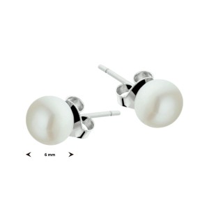 *ZILVEREN GERHODINEERDE OORSTEKERS MET ZOETWATERPAREL 6MM - 61614 - 1301104