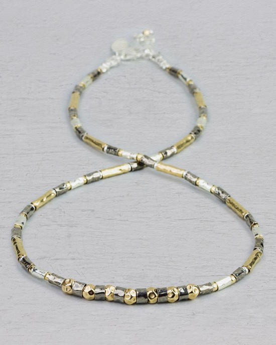 JÉH JEWELS ZILVEREN COLLIER OXY AND WHITE SHINY + GOLDFILLED 43CM - 82466 - 20220