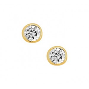 DOUBLE OORSTEKERS, GOUD OP ZILVER MET ZIRKONIA 4.0MM (geen garantie op plating) - 76313 - 2100379