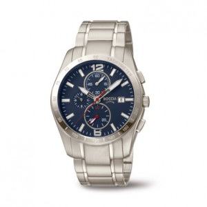 BOCCIA HORLOGE TITANIUM BAND EN KAST, BLAUWE CHRONO PLAAT 100M - 79882 - 3767-03