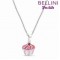 BELLINI ZILVEREN HANGER INCL. COLLIER CUPCAKE ROSE/WIT/ROOD 38CM - 70311 - 574010