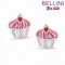 BELLINI ZILVEREN OORSTEKERS CUPCAKE ROSE/WIT/ROOD - 70310 - 575010