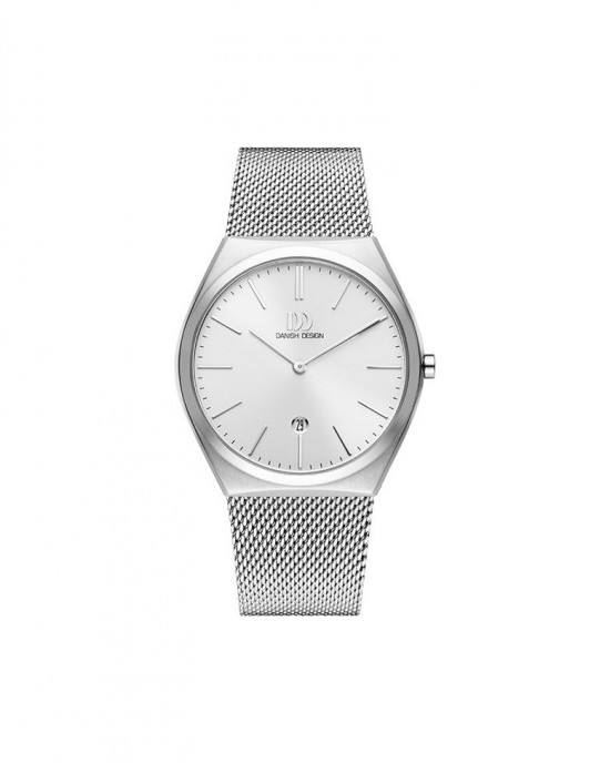 DANISH DESIGN HORLOGE MILANEES BAND EN STALEN KAST, ZILVER KLEURIGE WIJZERPLAAT MET DATUM 30M - 75829 - IQ62Q1236