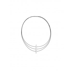 CHARIZZMA STALEN COLLIER "NEWAVE" DE STRENGEN MET ZWART SILICONE EN ZILVEREN TUSSENSTUK - 76242 - W130680791D49