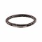 AZE JEWELS JUNIOR LEREN ARMBAND GEVLOCHTEN BRUIN LEREN STRENG MET STALEN SLUITING 15CM - 80921 - AJ-BL401-B-150