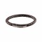 AZE JEWELS JUNIOR LEREN ARMBAND GEVLOCHTEN BRUIN LEREN STRENG MET STALEN SLUITING 15CM - 80921 - AJ-BL401-B-150