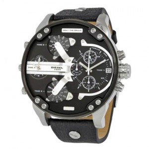 DIESEL HORLOGEBAND "DADDY" ZWARTE LEER 28MM - 80056 - DZ7313BAND