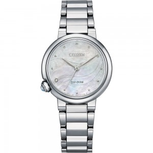 CITIZEN HORLOGE, ELEGANCE, ECO DRIVE,  STALEN BAND EN KAST MET PARLEMOER PLAAT ZIRCONIA EN SAFFIERGLAS 50M - 81397 - EM0910-80D