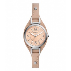 FOSSIL HORLOGE "Carlie" BEIGE LEREN BAND EN STALEN KAST 30M - 81429 - ES5213