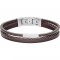 *FOSSIL STALEN  ARMBAND ZWART LEREN STRENGEN EN STAAL PLAATJE - 80081 - JF03323040