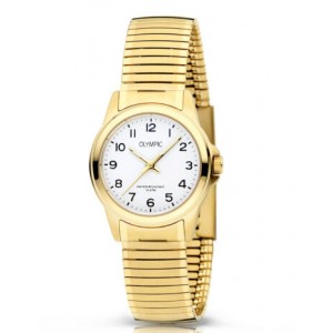 OLYMPIC HORLOGE "CHARLIE" DOUBLE REKBAND EN KAST, WITTE PLAAT MET CIJFERS 100M - 80977 - OL26DDD018