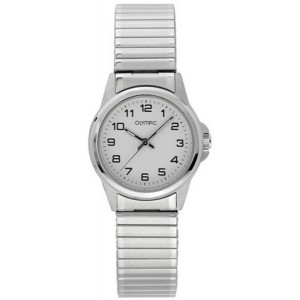 OLYMPIC HORLOGE "CHARLIE" STALEN REKBAND EN KAST, WITTE PLAAT MET CIJFERS 100M - 79443 - OL26DSS106