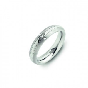 *BOCCIA TITANIUM RING MET MAT/GLANS MET 0.015CT BRILJANT MT51 - 72186 - 0131-0351-MT51