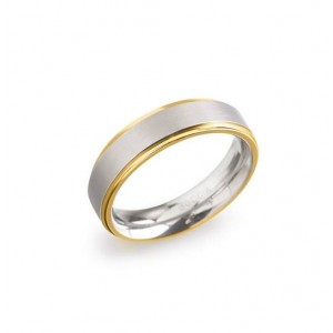 BOCCIA TITANIUM RING BI-COLOR, BREDE MIDDENBAAN TITANIUM / SMALLE BUITENBANEN VERGULD  5MM MT62 - 83835 - 0134-0562-MT62