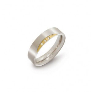 BOCCIA TITANIUM RING BICOLOR MET 0.015CT BRILJANT MT54 - 82633 - 0138-0454-MT54