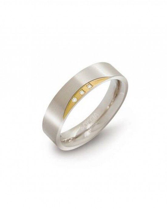 BOCCIA TITANIUM RING BICOLOR MET 0.015CT BRILJANT MT54 - 82633 - 0138-0454-MT54
