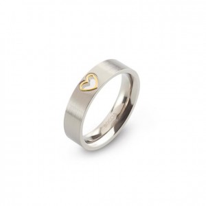 BOCCIA TITANIUM RING MET DOUBLE HART MT54 - 75107 - 0143-0254-MT54