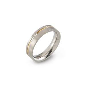 BOCCIA TITANIUM RING MET UIT HET MIDDEN EEN DOUBLE GROEF MET 5XSi BRILJANT 0.025CT 5MM MT50 - 83509 - 0149-0450-MT50