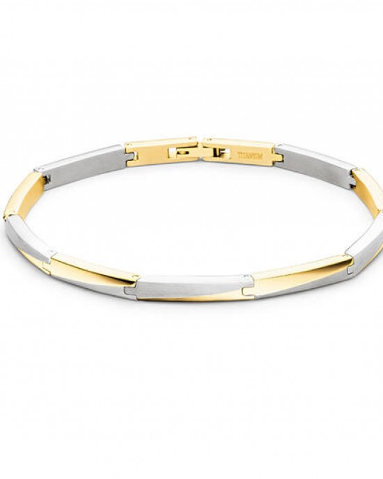 BOCCIA TITANIUM ARMBAND MET BICOLOR SCHAKELS 3MM 21CM - 83722 - 03059-02