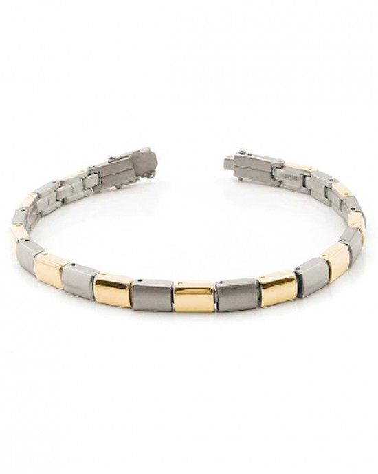 BOCCIA TITANIUM ARMBAND BICOLOR KORTE SCHAKEL 6MM 20CM - 7165 - 0313-02