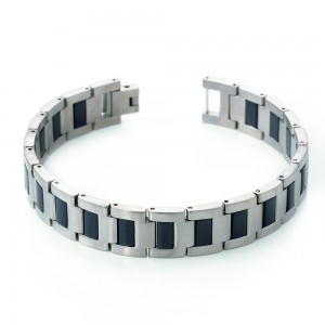 BOCCIA TITANIUM ARMBAND MET ZWART RUBBER SCHAKELS 21CM - 82692 - 0334-01