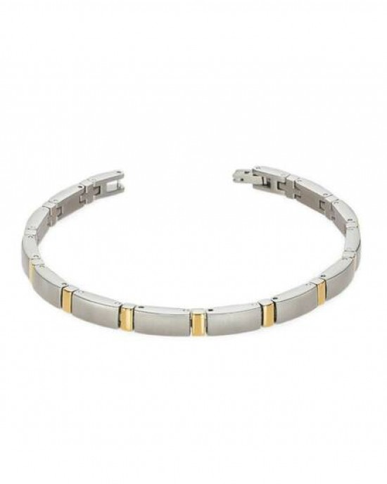 BOCCIA TITANIUM ARMBAND BICOLOR MET LANGE EN KORTE SCHAKELS 21CM - 83372 - 0371-02