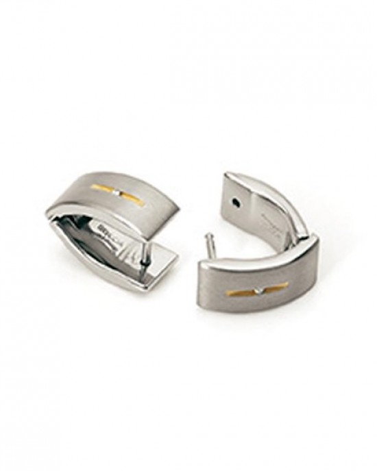 BOCCIA TITANIUM CREOLEN MET GOLD PLATING GROEF EN 0.02 CT BRILJANT 7.0 MM X 14MM - 63063 - 0521-03