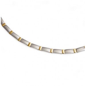BOCCIA TITANIUM ARMBAND BICOLOR MET LANGE EN KORTE SCHAKELS 45CM - 83373 - 0845-02