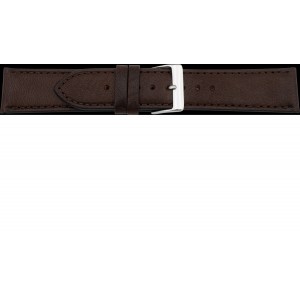 HORLOGEBAND LEER "ITALIAANS LEER" DONKERBRUIN MET DONKERBRUIN STICKSEL 22MM - 83716 - 105622