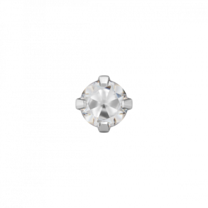 ZWEERKNOPJE CHIRURGISCH STAAL MET ZIRKONIA IN 4 POOTS CHATON 4MM (Betreft 1 suks) - 79192 - 113
