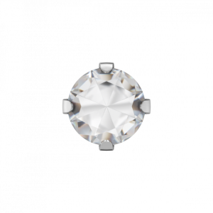 ZWEERKNOPJE CHIRURGISCH STAAL MET ZIRKONIA IN 4 POOTS CHATON 6MM (Betreft 1 suks) - 79206 - 124