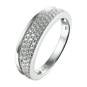 ZILVEREN RING MET VERLOPENDE ZIRKONIA'S PAVE GEZET MT54 - 80718 - 1324908-MT54