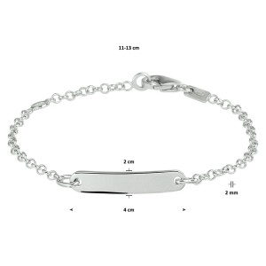 ZILVEREN GRAVEERARMBAND JASSERON 2MM MET 4X2CM MET PLAATJE 11-13CM - 83117 - 1329559-13CM