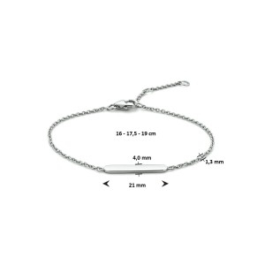 ZILVEREN ARMBAND MET RECHTHOEKIG GRAVEERPLAATJE 16-19CM - 79621 - 1333603