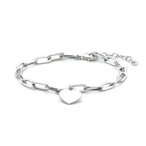 ZILVEREN ARMBAND PAPERCLIP MET HARTJE 4.0MM 16-19CM - 79935 - 1334823