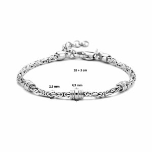 ZILVEREN ARMBAND RONDE KONINGSSCHAKEL MET RINGETJES 2.5MM 18+3CM - 84494 - 1336226