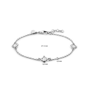ZILVEREN ARMBAND MET 3X BLOEM ZIRCONIA 1.5MM 17+2CM - 83767 - 1338613
