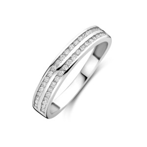 ZILVEREN RING MET DUBBELE 3.5MM RIJGEZETTE ZIRCONIAS MT54 - 83385 - 1340778-MT54