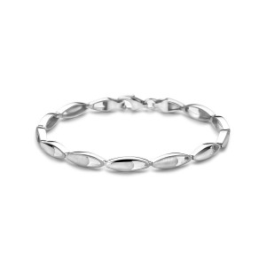 ZILVEREN ARMBAND MAT/GLANS MET OVALE SCHAKELS 4.5MM 19CM (Ook als collier leverbaar) - 83933 - 1341794