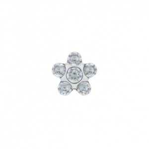 ZWEERKNOPJE CHIRURGISCH STAAL MET WITTE ZIRKONIA IN BLOEMMOTIEF (Betreft 1 suks) - 79198 - 154