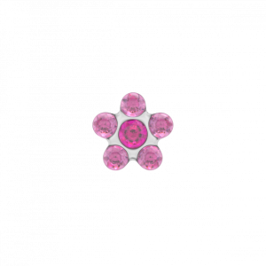 ZWEERKNOPJE CHIRURGISCH STAAL MET ROSE/FUCHSIA ZIRKONIA IN BLOEMMOTIEF (Betreft 1 suks) - 79201 - 159