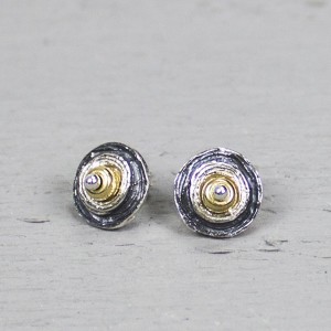 JÉH JEWELS ZILVEREN OORBEL OXY + WIT + GOLDFILLED 10MM - 68673 - 18810
