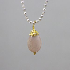 JÉH JEWELS ZILVEREN HANGER, VERGULD MET ROZE MAANSTEEN 7X12MM - 83728 - 18980