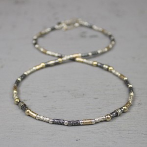 JÉH JEWELS ZILVEREN COLLIER WIT/OXY/GOLD FILLED 46CM - 74613 - 19685