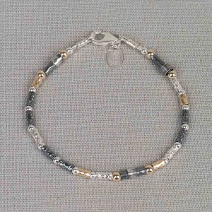 JÉH JEWELS ZILVEREN ARMBAND WIT/OXY/GOLD FILLED 18.5CM - 84202 - 19686-18.5CM