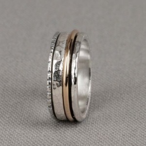 JÉH JEWELS ZILVEREN RING, MOEDIG, 2 RINGEN OXY/ZILVER/GOLDFILLED MT58 - 84531 - 20292-58-MT58