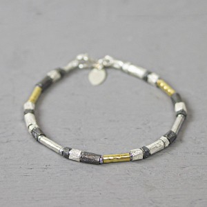 JÉH JEWELS ZILVEREN ARMBAND WIT/OXY/GOLD FILLED 19.5CM (Ook als 17.5, 18 en 21cm en als collier leverbaar) - 79838 - 20341-19.5-19.5CM