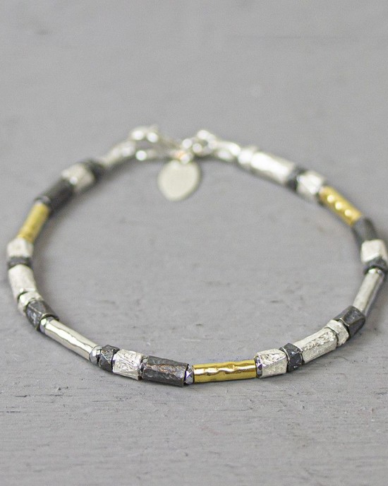 JÉH JEWELS ZILVEREN ARMBAND WIT/OXY/GOLD FILLED 19.5CM (Ook als 17.5, 18 en 21cm en als collier leverbaar) - 79838 - 20341-19.5-19.5CM
