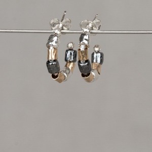 JÉH JEWELS STEEK OORRINGEN ZILVER, OXI, VERGULDE BUISJES 15MM - 83990 - 20522