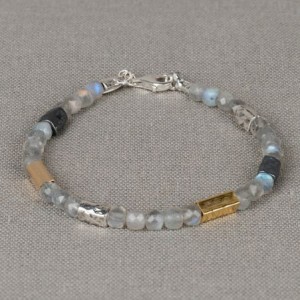 JÉH JEWELS ZILVEREN ARMBAND LABRADORIET MET ZILVER, OXY EN GOLDFILLED BUISJES 5MM 20CM - 83986 - 20660